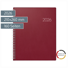 Buchkalender Mod. Manager Wt 7 weektimer 2026 | 210×260 mm, Kunststoff, weinrot
