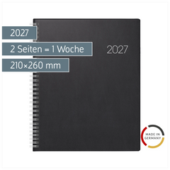 Buchkalender Mod. Manager Wt 7 weektimer 2027 | 210×260 mm, Kunststoff, schwarz