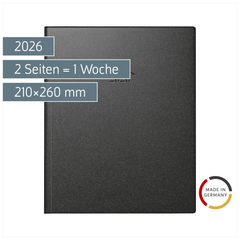 Buchkalender Mod. Manager Wt 7 weektimer 2026 | 210×260 mm, Kunststoff, schwarz