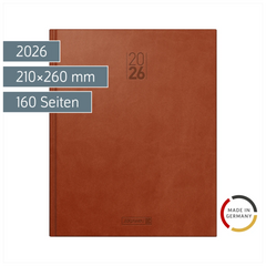 Buchkalender Mod. Manager Wt 7 weektimer 2026 | 210×260 mm, Kunstleder, braun