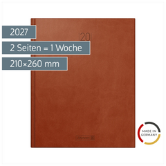 Buchkalender Mod. Manager Wt 7 weektimer 2027 | 210×260 mm, Kunstleder, braun