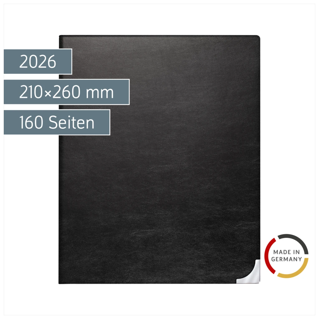 Buchkalender Mod. Manager Wt 7 weektimer 2026 | 210×260 mm, Kunstleder, schwarz
