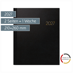 Buchkalender Mod. Manager Wt 7 weektimer 2027 | 210×260 mm, Kunststoff, schwarz