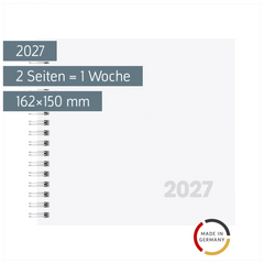 Buchkalender Mod. 762 2027 | 162×150 mm, Karton, weiß