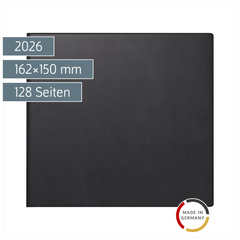 Buchkalender Mod. 762 2026 | 162×150 mm, Kunststoff, schwarz