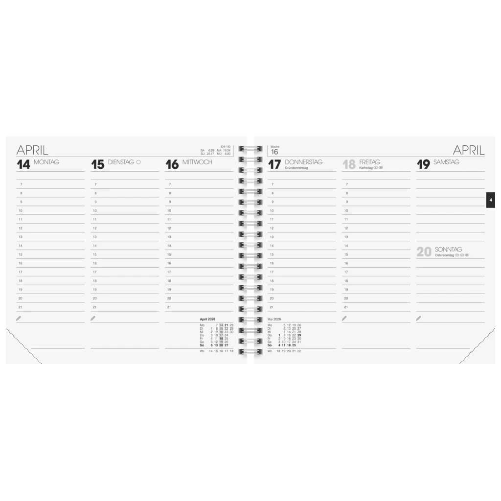Buchkalender Mod. 762 2026 | 162×150 mm, Kunststoff, schwarz