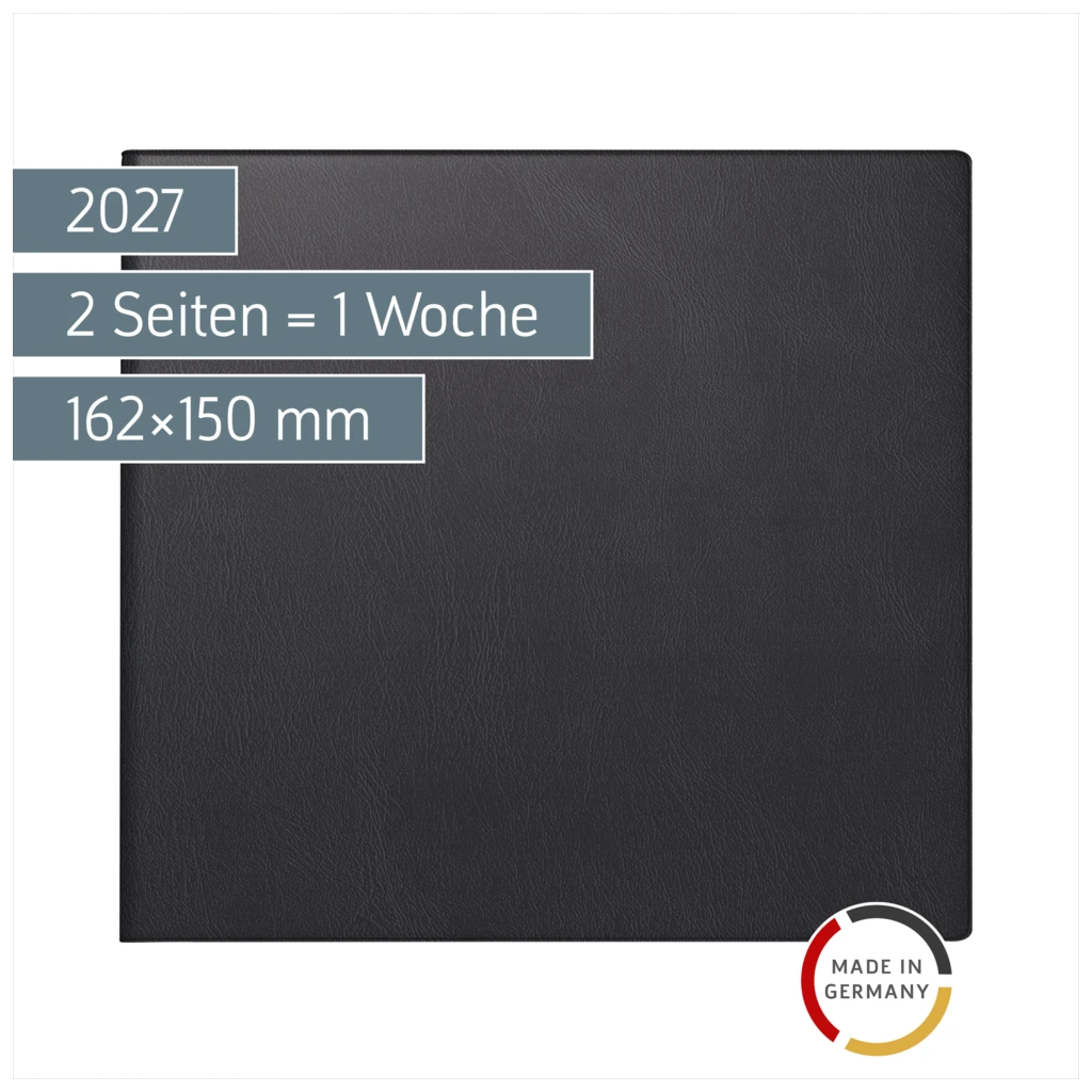 Buchkalender Mod. 762 2027 | 162×150 mm, Kunststoff, schwarz