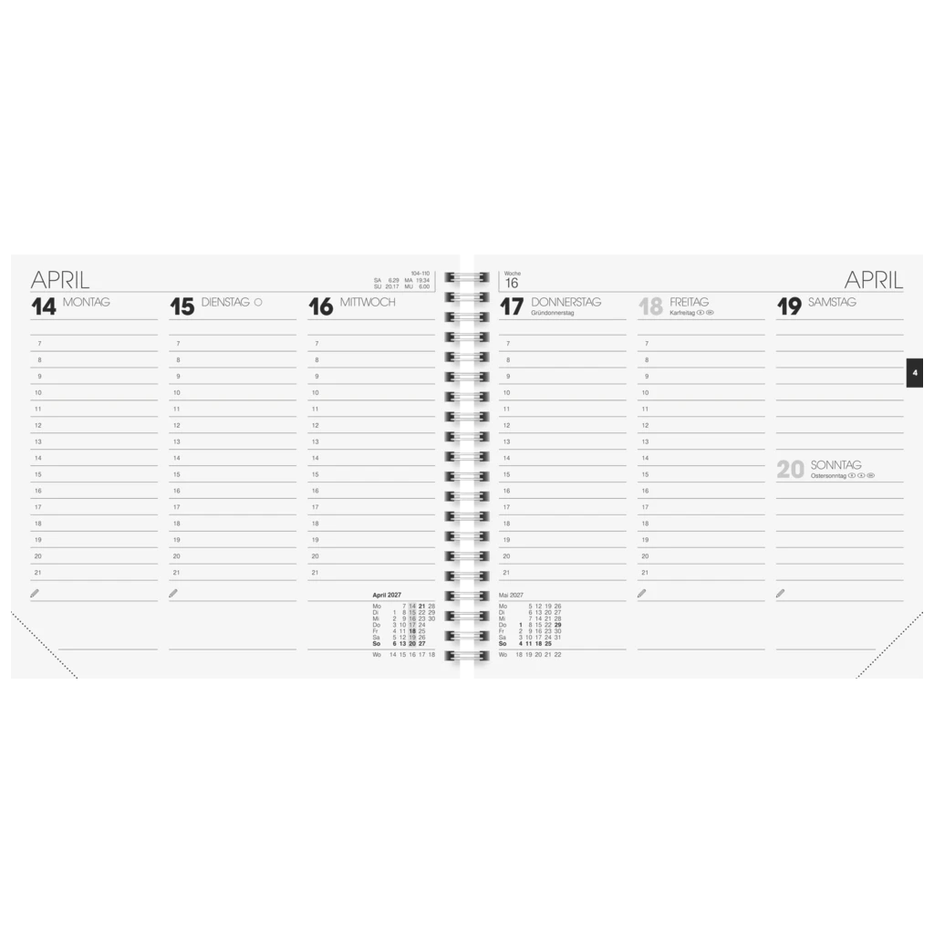 Buchkalender Mod. 762 2027 | 162×150 mm, Kunststoff, schwarz
