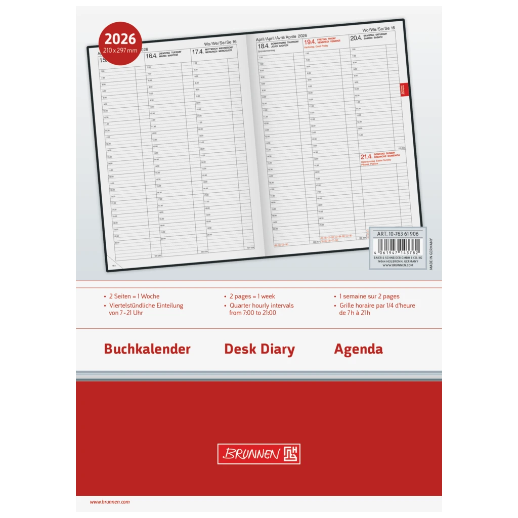 Buchkalender Mod. 763 2026 | A4, Kunststoff, vulkanschwarz