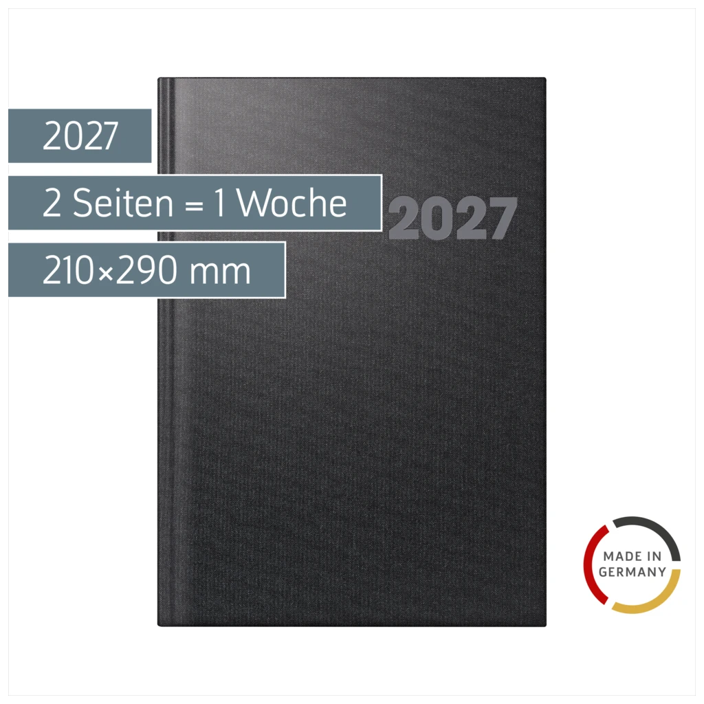 Buchkalender Mod. 763 2027 | A4, Kunststoff, vulkanschwarz
