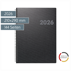 Buchkalender Mod. 763 2026 | A4, Kunststoff, vulkanschwarz
