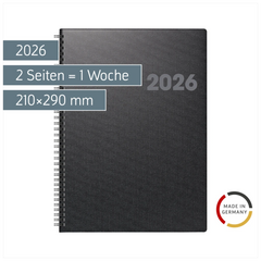 Buchkalender Mod. 763 2026 | A4, Kunststoff, vulkanschwarz