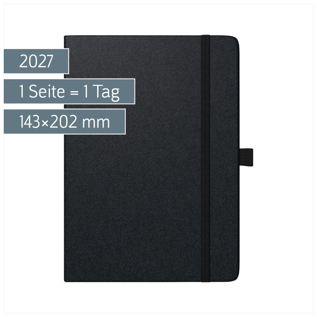 Buchkalender Kompagnon Mod. 764 66 2027 | A5, Kunststoff, schwarz