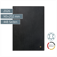 Buchkalender Mod. 765 2026 | A5, Leder, schwarz