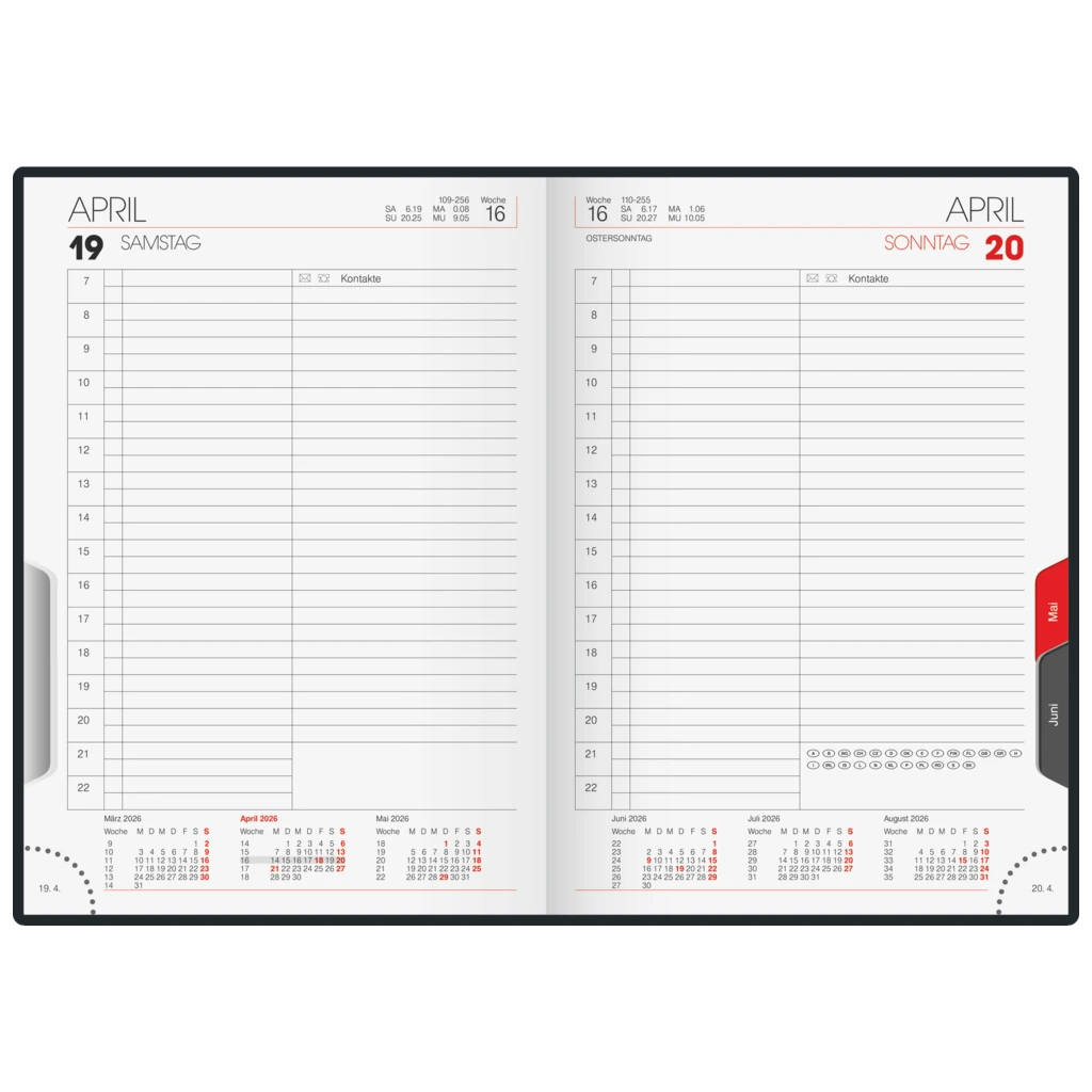 Buchkalender Mod. 765 2026 | A5, Leder, schwarz