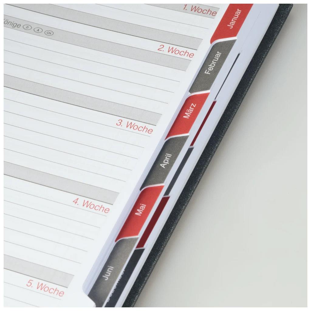 Buchkalender Mod. 765 2027 | A5, Leder, schwarz