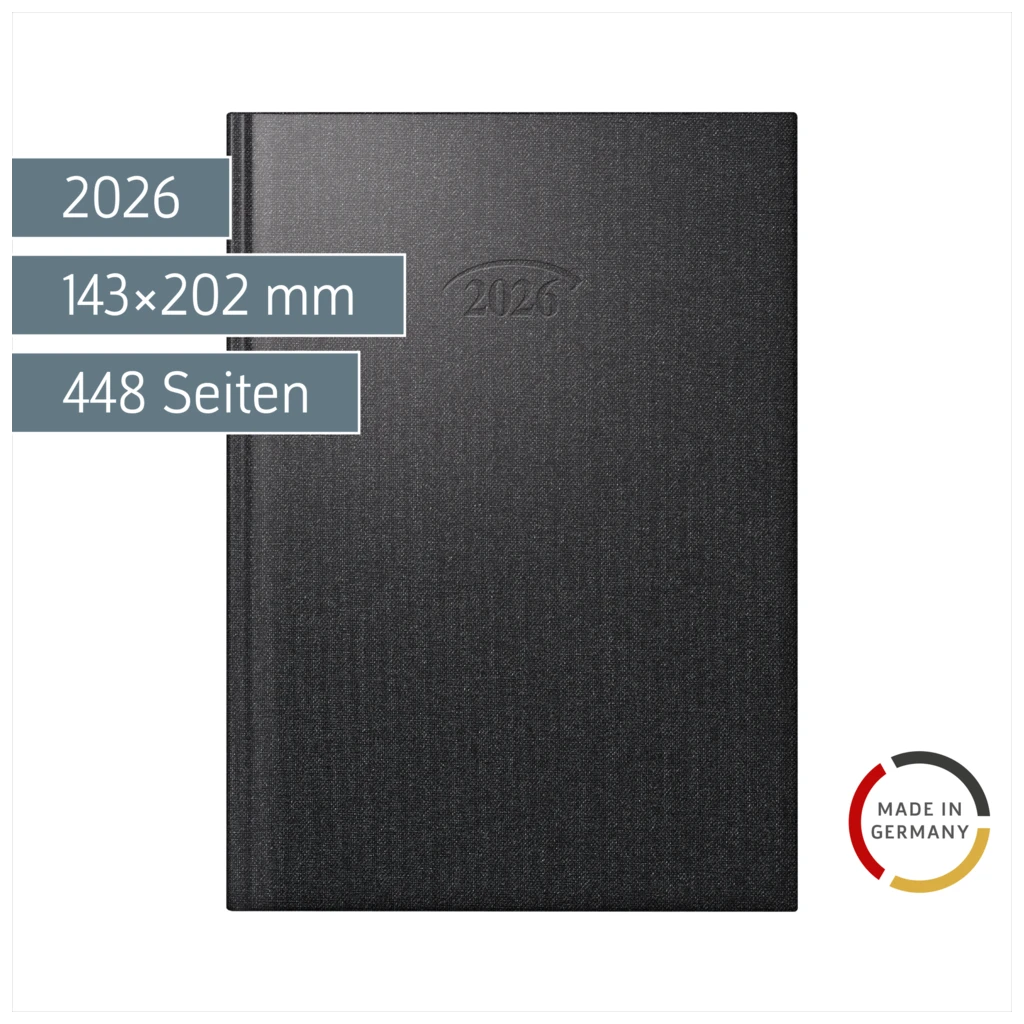 Buchkalender Mod. 765 2026 | A5, Kunststoff, vulkanschwarz
