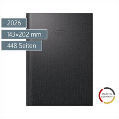 Buchkalender Mod. 765 2026 | A5, Kunststoff, vulkanschwarz