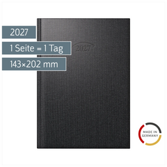 Buchkalender Mod. 765 2027 | A5, Kunststoff, vulkanschwarz