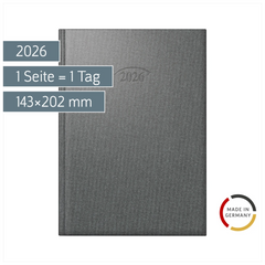Buchkalender Mod. 765 2026 | A5, Kunststoff, stratossilber