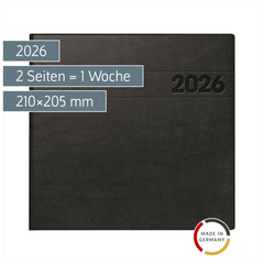 Buchkalender Mod. 766 2026 | 210×205 mm, Kunststoff, schwarz