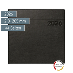 Buchkalender Mod. 766 2026 | 210×205 mm, Kunststoff, schwarz