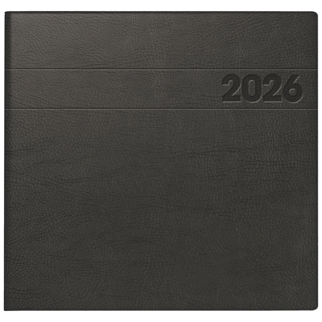 Buchkalender Mod. 766 2026 | 210×205 mm, Kunststoff, schwarz