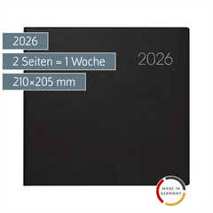 Buchkalender Mod. 766 2026 | 210×205 mm, Kunststoff, schwarz