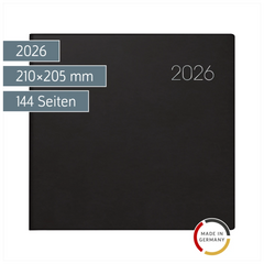 Buchkalender Mod. 766 2026 | 210×205 mm, Kunststoff, schwarz