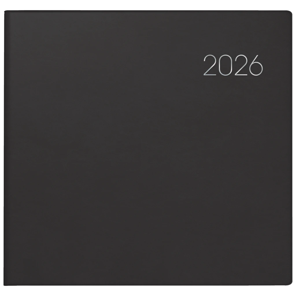 Buchkalender Mod. 766 2026 | 210×205 mm, Kunststoff, schwarz