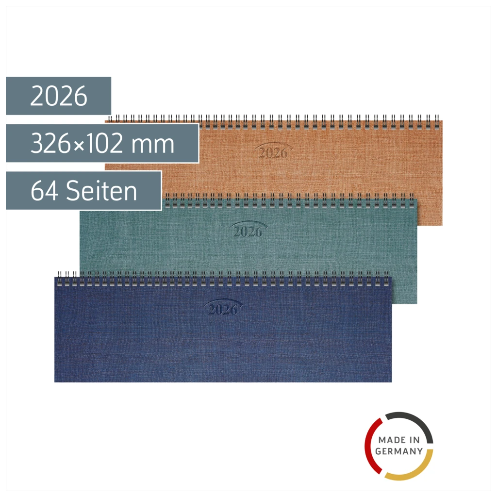 Querterminbuch Mod. 771 2026 | 326×102 mm, Karton, sortiert