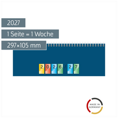 Querterminbuch DATAline Mod. 771 2027 | 297×105 mm, Karton, blau