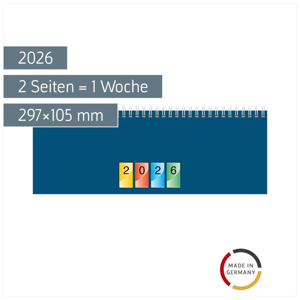 Querterminbuch DATAline Mod. 772 2026 | 297×105 mm, Karton, blau