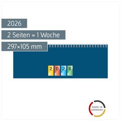 Querterminbuch DATAline Mod. 772 2026 | 297×105 mm, Karton, blau