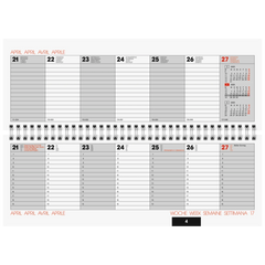 Querterminbuch Mod. 772 '25 | 297×105 mm, Karton, rot