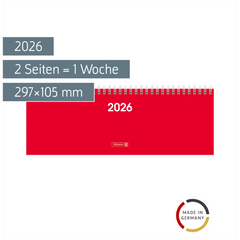 Querterminbuch Mod. 772 2026 | 297×105 mm, Karton, rot