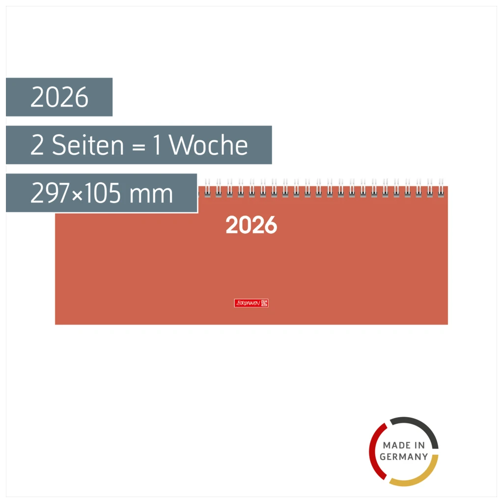 Querterminbuch Mod. 772 2026 | 297×105 mm, Karton, coral