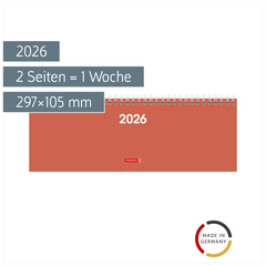 Querterminbuch Mod. 772 2026 | 297×105 mm, Karton, coral