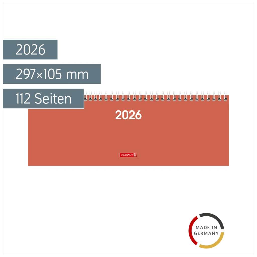 Querterminbuch Mod. 772 2026 | 297×105 mm, Karton, coral