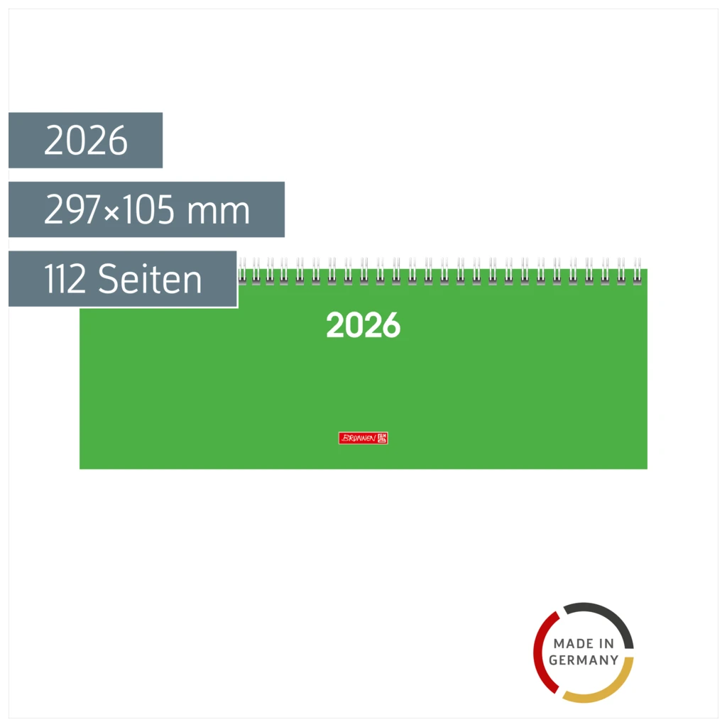 Querterminbuch Mod. 772 2026 | 297×105 mm, Karton, grün