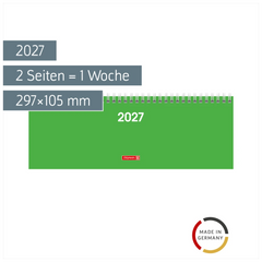 Querterminbuch Colour Line Mod. 772 2027 | 297×105 mm, Karton, grün