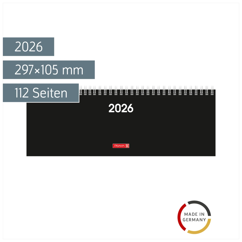 Querterminbuch Mod. 772 2026 | 297×105 mm, Karton, schwarz