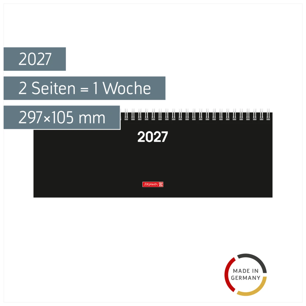 Querterminbuch Colour Line Mod. 772 2027 | 297×105 mm, Karton, schwarz