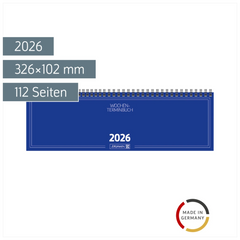 Querterminbuch Mod. 774 2026 | 326×102 mm, Karton, blau