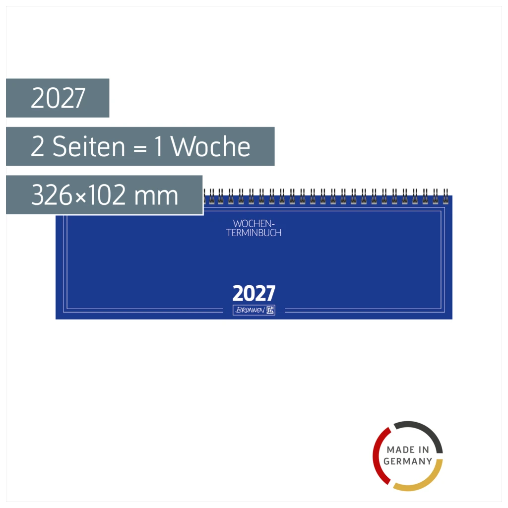 Querterminbuch Mod. 774 2027 | 326×102 mm, Karton, blau