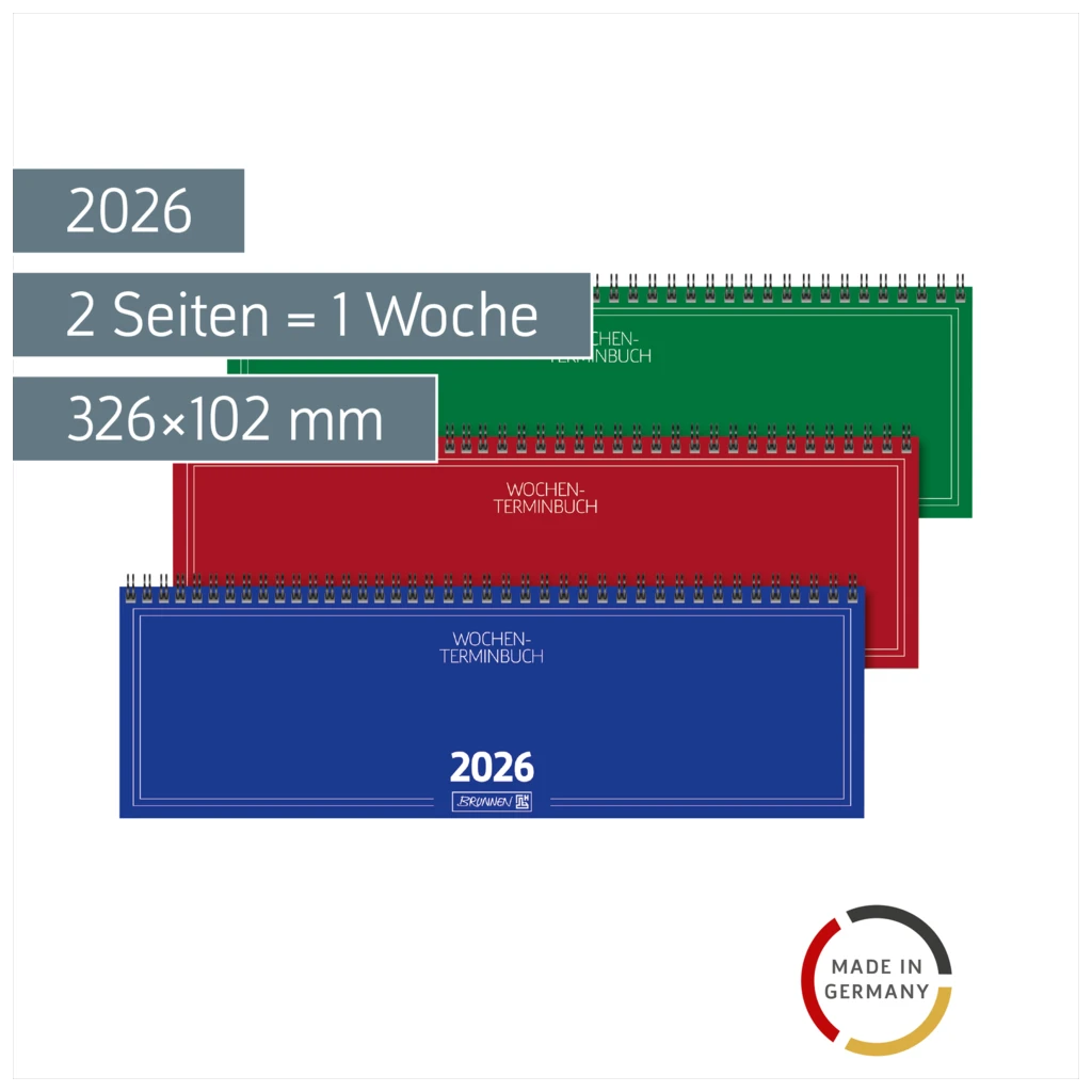 Querterminbuch Mod. 774 2026 | 326×102 mm, Karton, sortiert