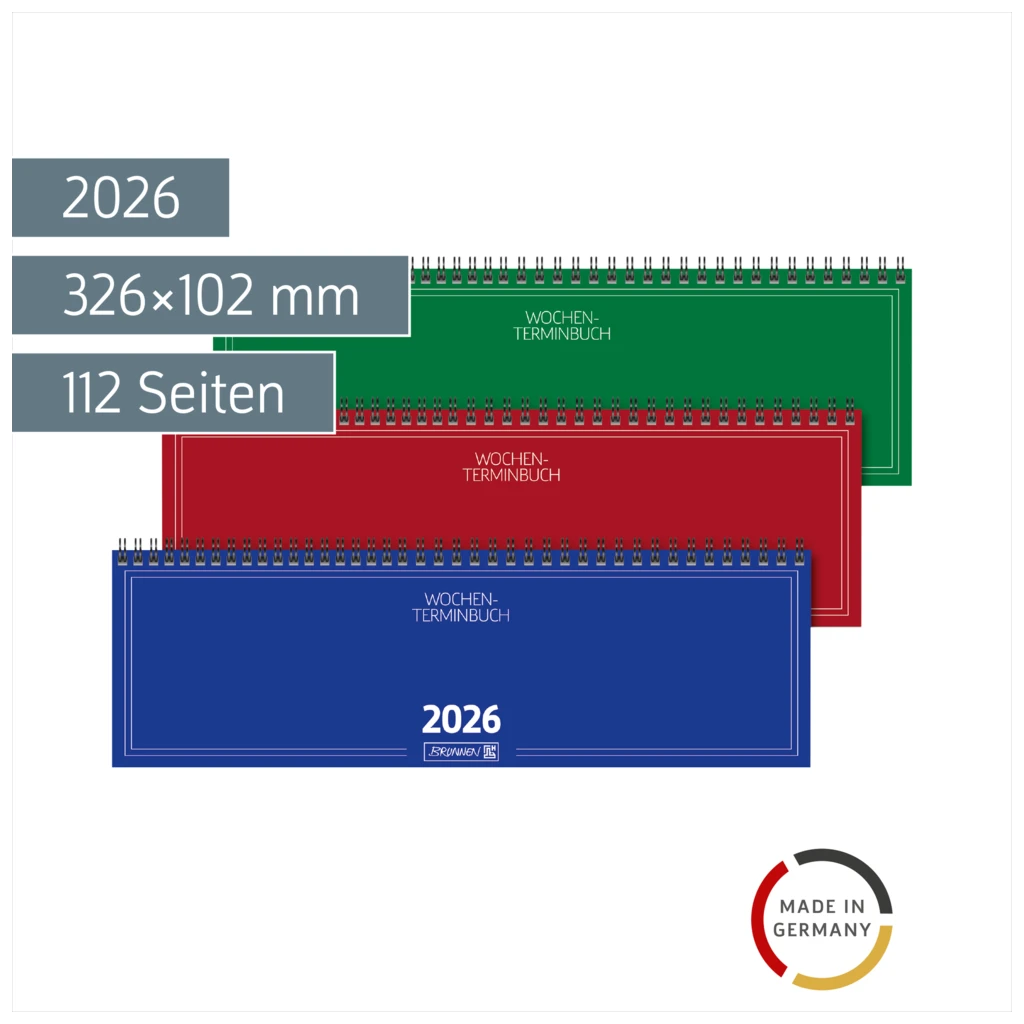 Querterminbuch Mod. 774 2026 | 326×102 mm, Karton, sortiert