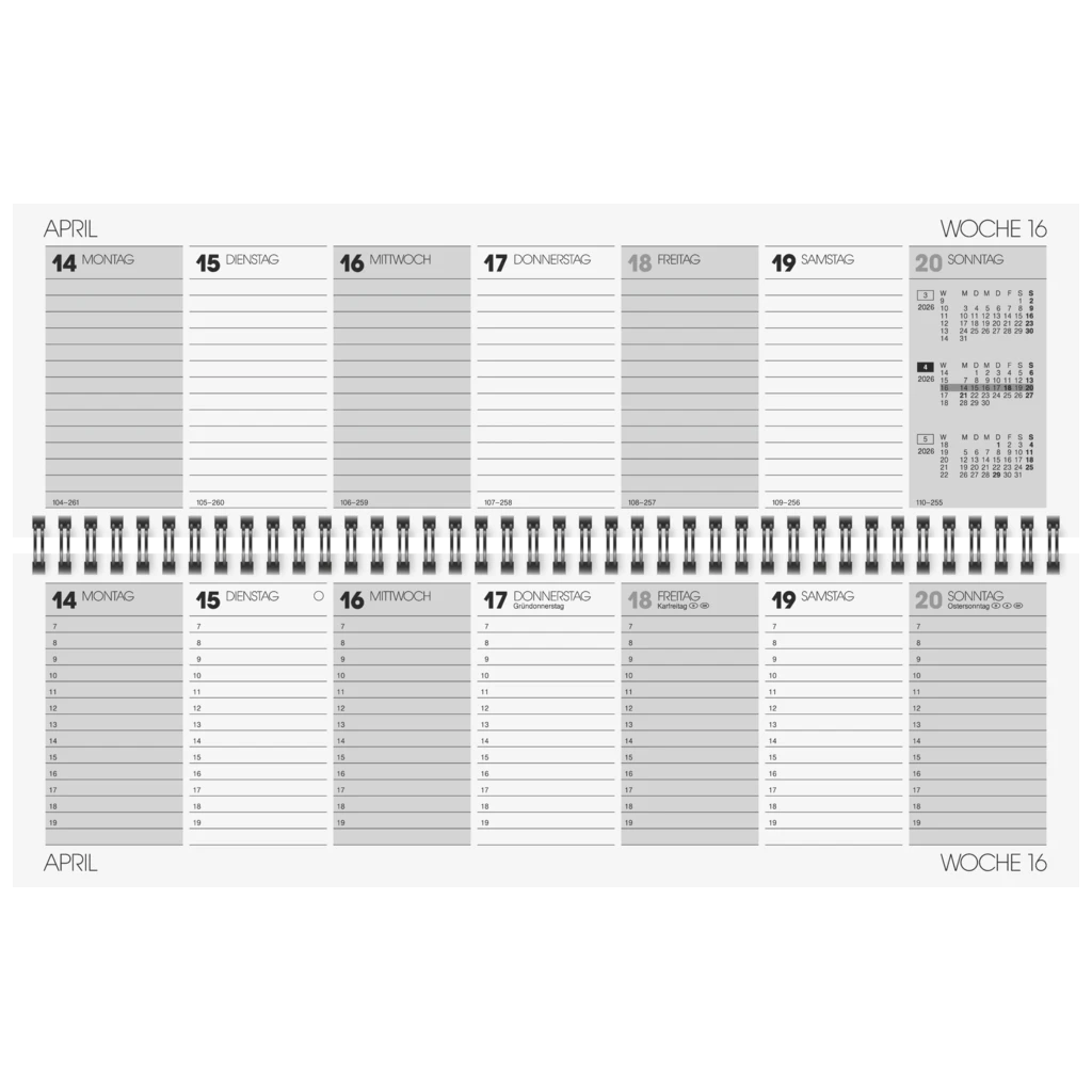 Querterminbuch Mod. 774 2026 | 326×102 mm, Karton, sortiert