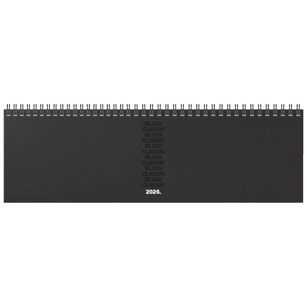 Querterminbuch Mod. 774 2026 „Black Classic“ | 326×102 mm, Kunststoff