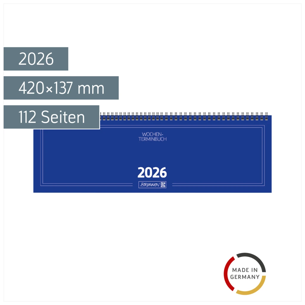 Querterminbuch Mod. 775 2026 | 420×137 mm, Karton, blau